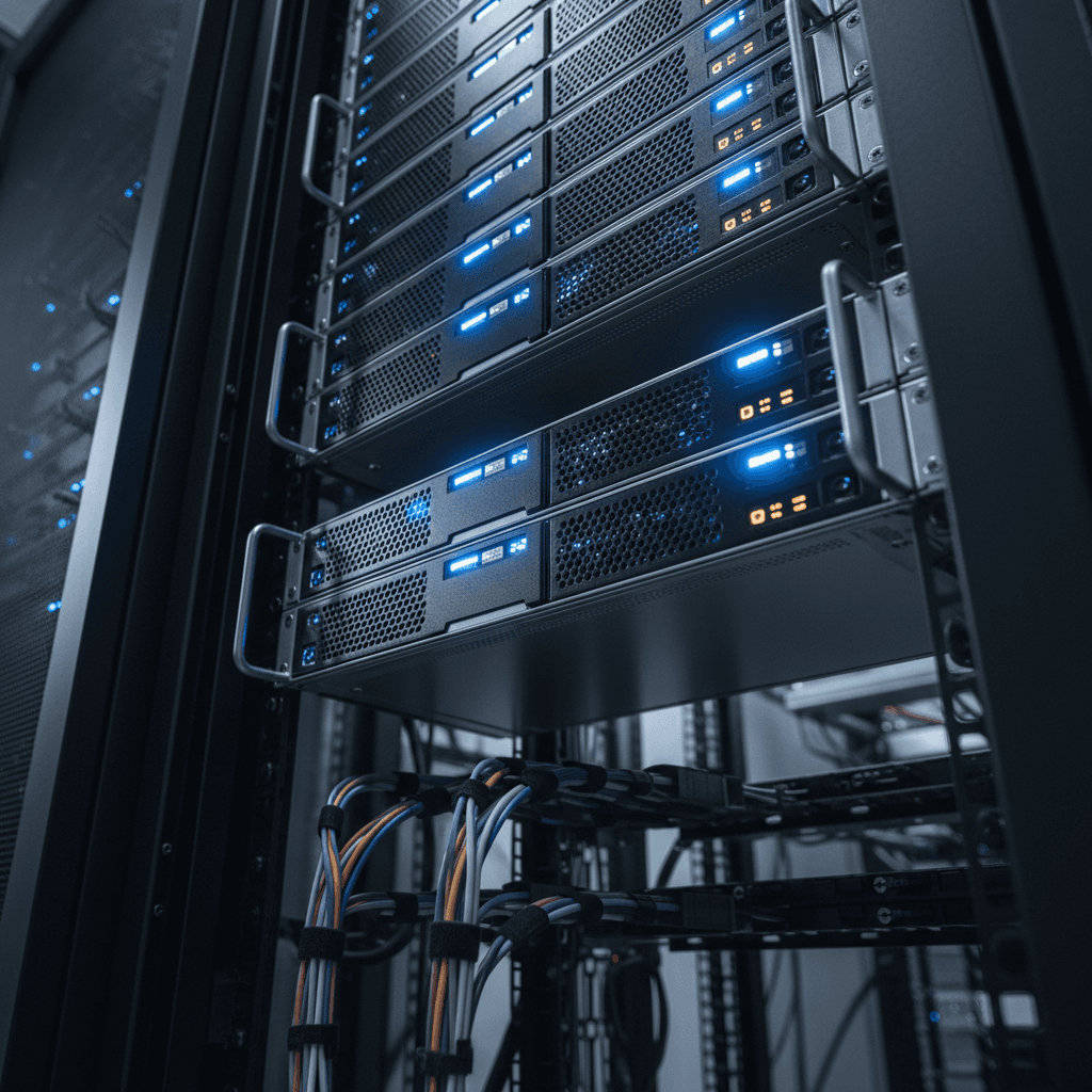 Server rack equipment with operational indicator lights